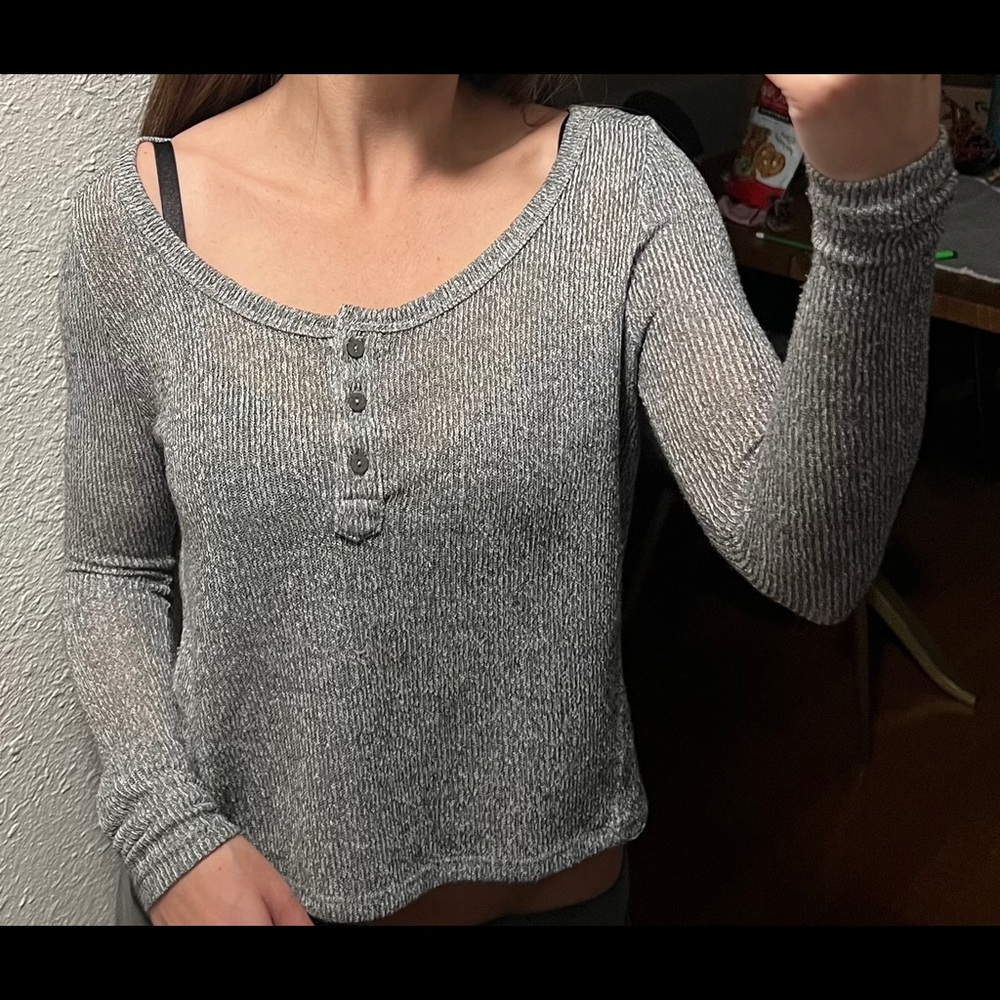 Knit scoop neck long sleeve